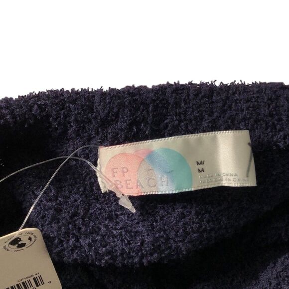 Free People Beach Claire One Piece Medium Navy Blue Marin Strapless Jumpsuit NWT - Picture 8 of 13